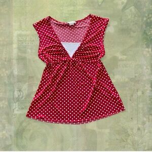 Authentic Vintage 2000s Body Central Red Polka Dot Blouse